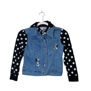 Disney Junior Minnie Denim & Polka Dot Mouse Ear Hoodie Girls Size 6X